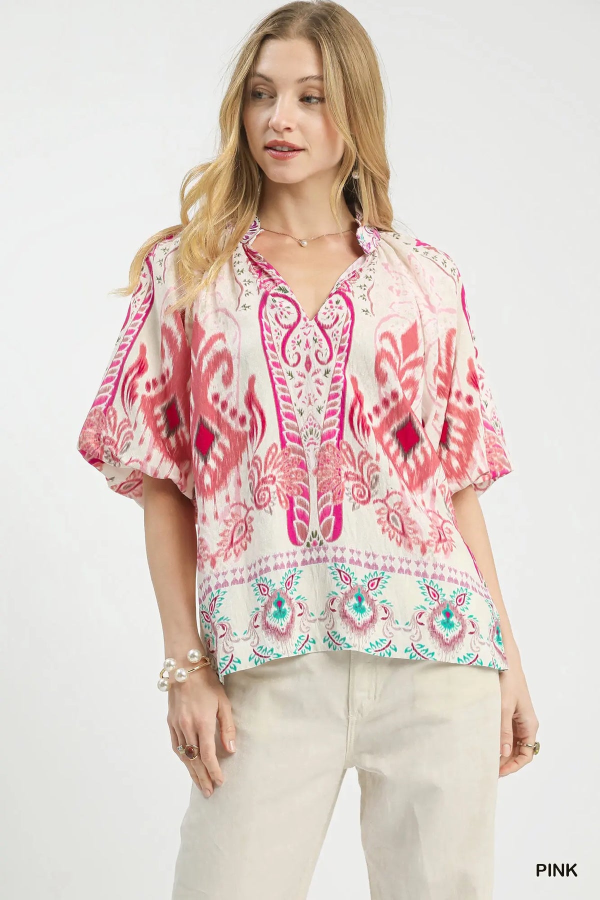 Boho Border Print Top