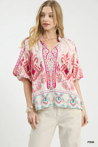 Boho Border Print Top