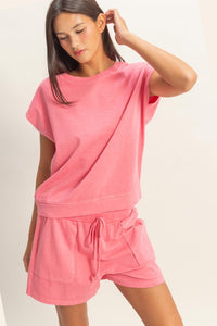 Sleeveless Crew Neck Top And Shorts Set