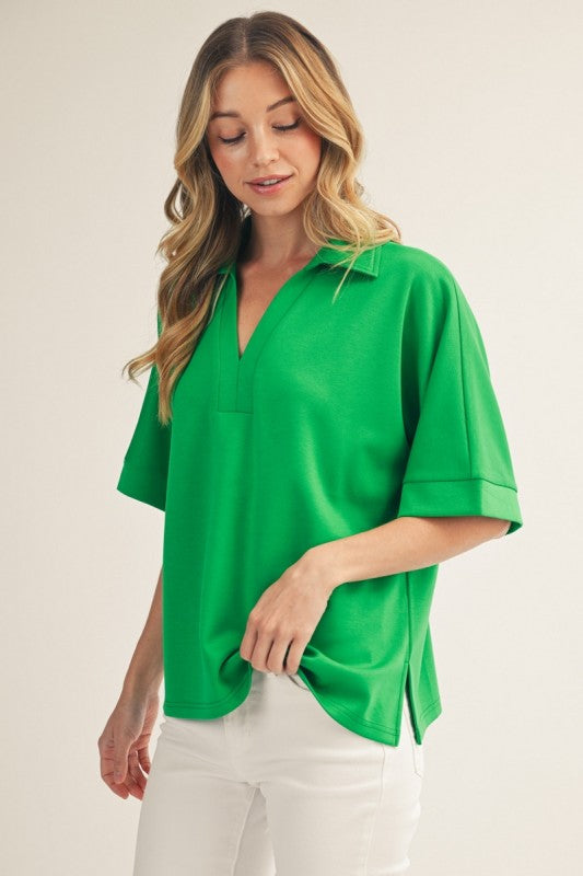 Side Slit Hem Solid Top