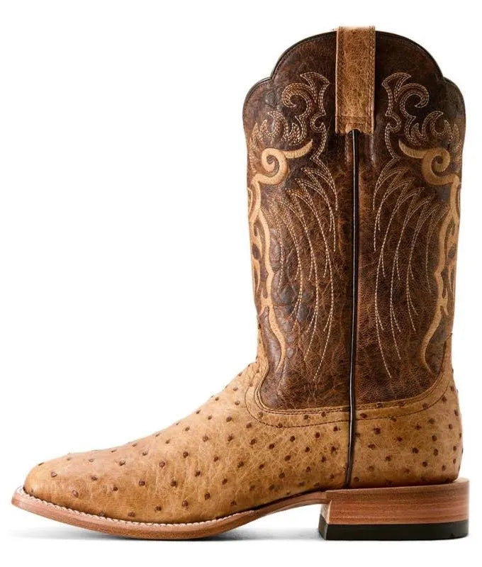 Ariat - Ariat Men's Boots - Rio - Honey Tan Full Quill Ostrich / Chestnut Brown