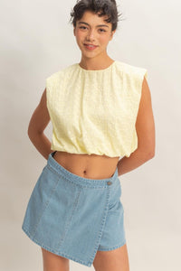 Bubble Hem Cotton Eyelet Sleeveless Top