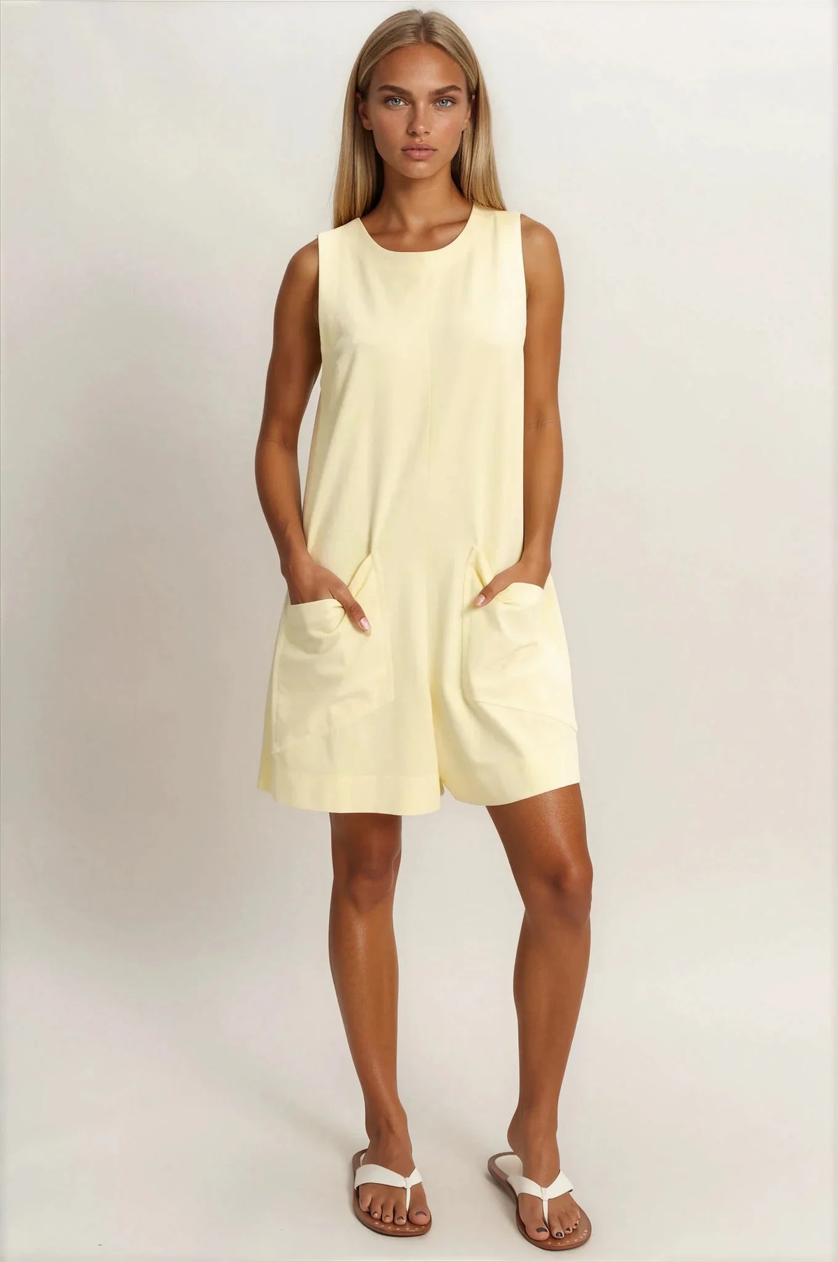 Capri Sleeveless Romper 
Pale Yellow