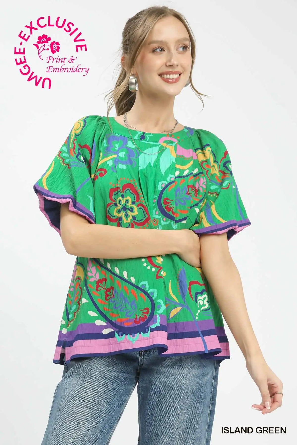 Border Print Blouse