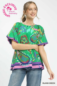 Border Print Blouse