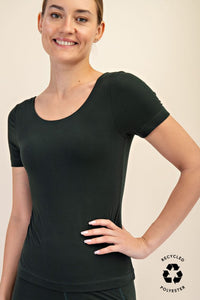 Recycled Butter Round Neck Short Sleeve Top