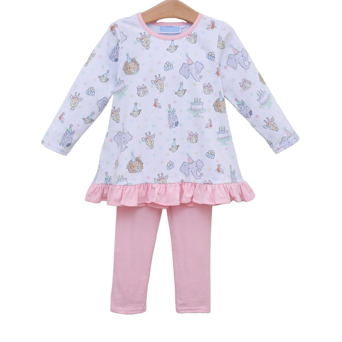 Trotter Street Party Animals Ruffle Pants Set