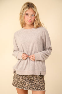 Plus Oversized Comfy Soft Contrast Knit Top