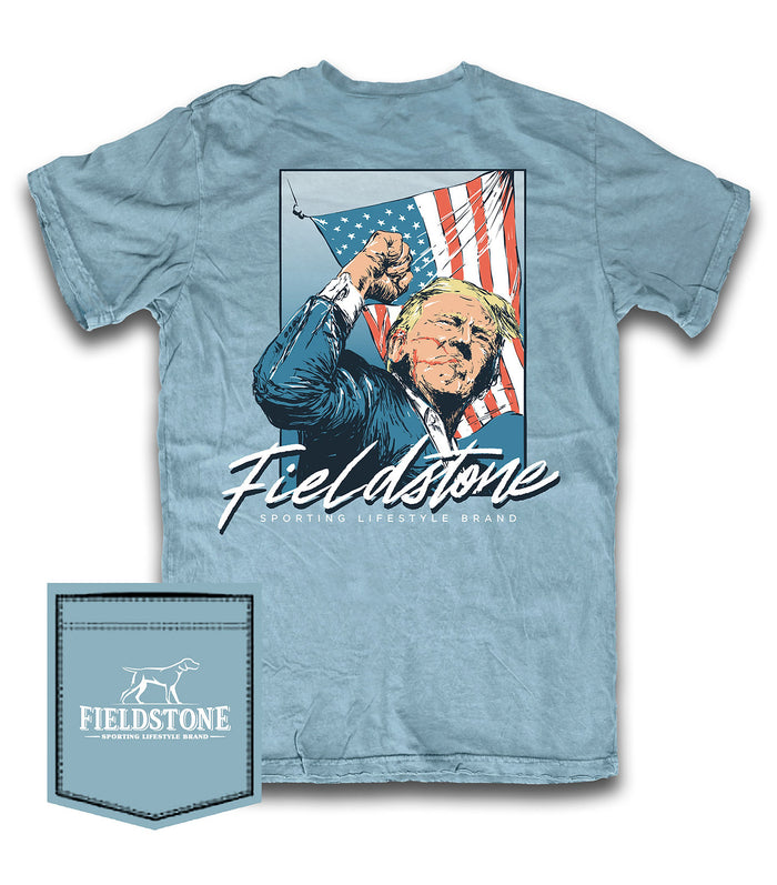 Fieldstone Trump Fight Tee- Ice Blue