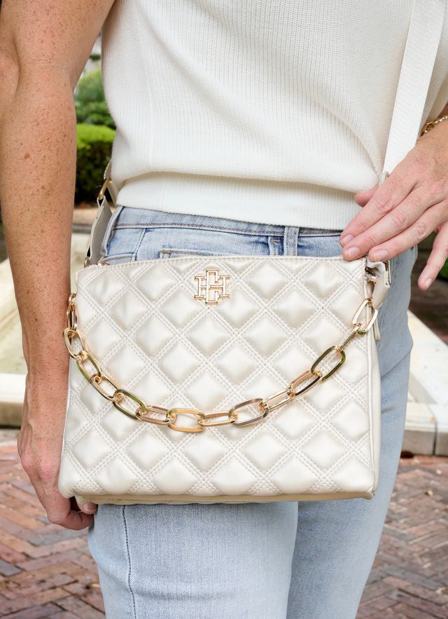 Caroline Hill Ariana Crossbody Pearl Quilted DQ