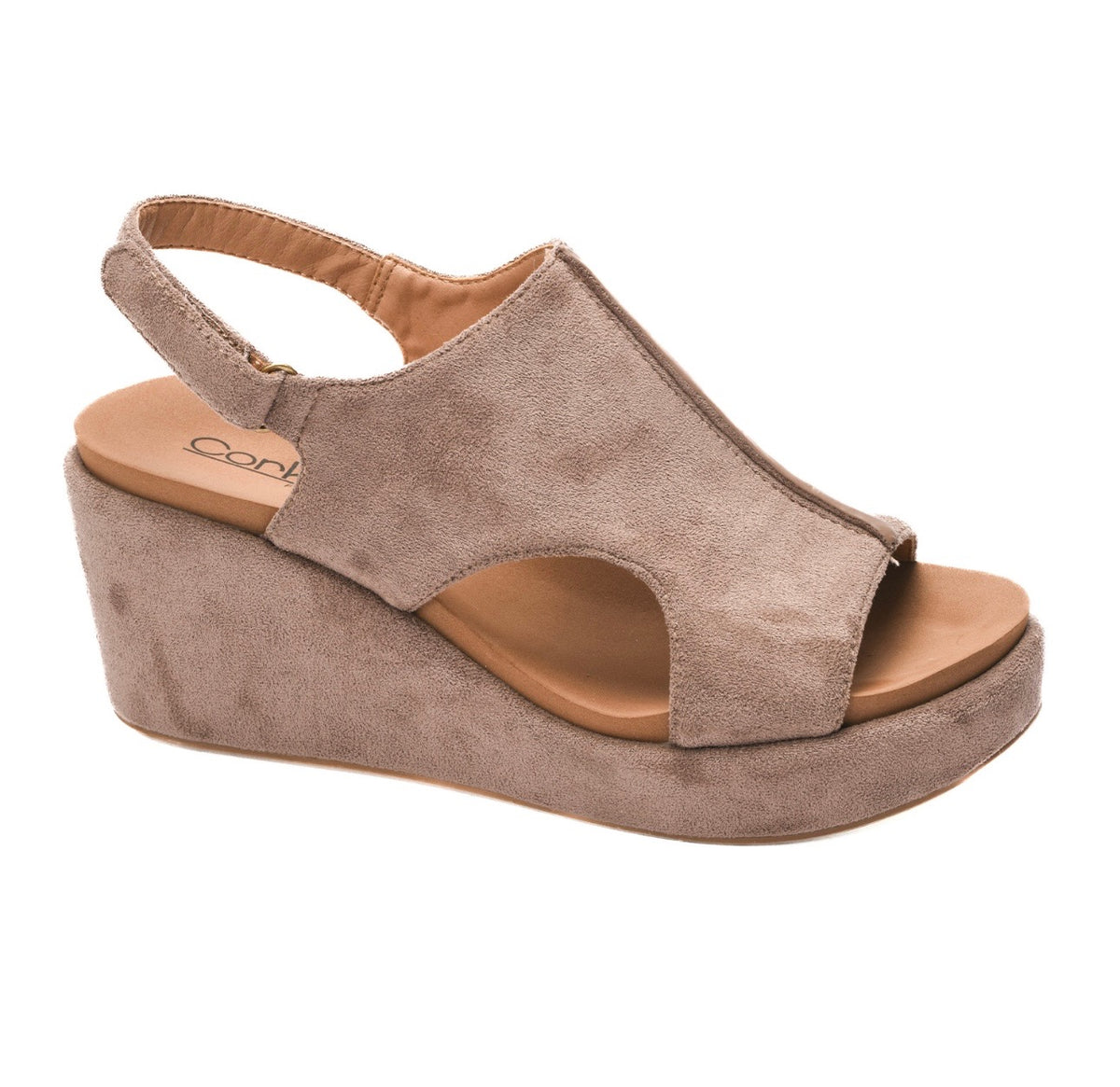 CORKYS CARLEY LIGHT GREY WEDGE SANDAL