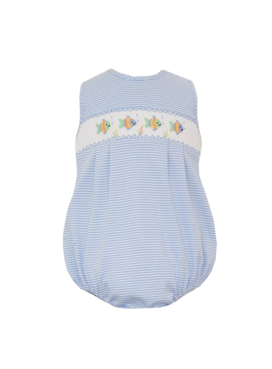 Petit Bebe BABY FISH BOY´S - Lt.blue knit stripe boy's sunbubble