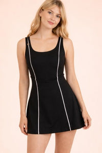 Back Cutout & Pleats Detail Activewear Mini Dress