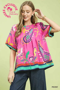 Border Print Blouse