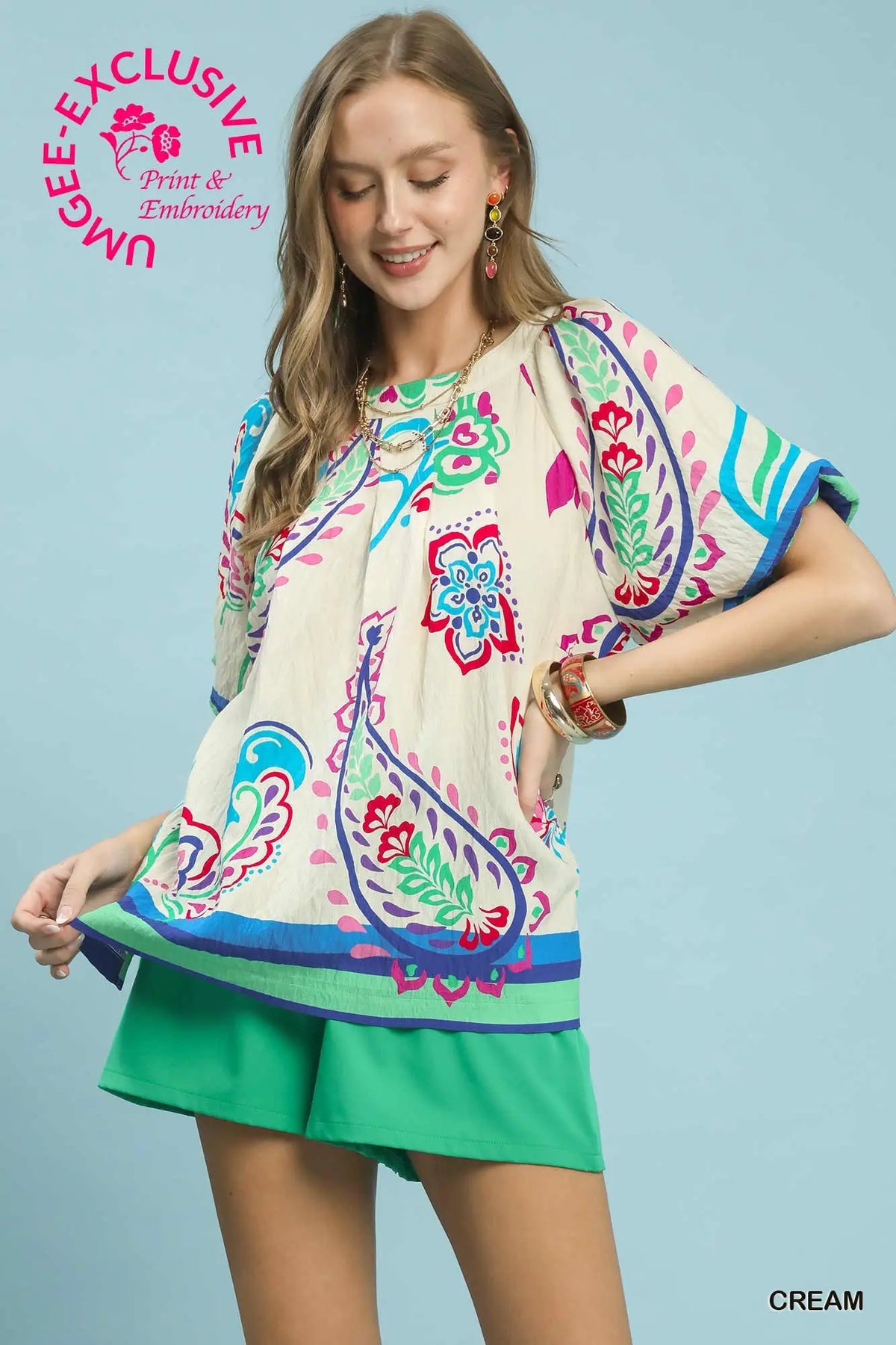 Border Print Blouse