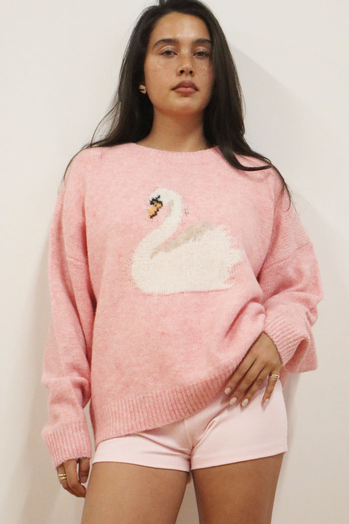 Swan Graphic Knit Sweater