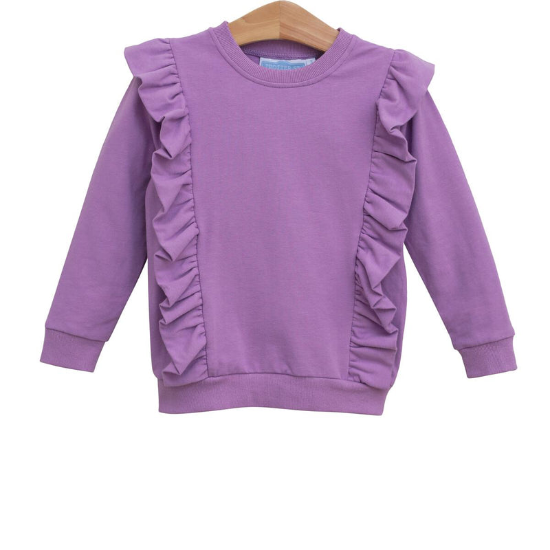 Trotter Street Laura Ruffle Pullover- Lavender