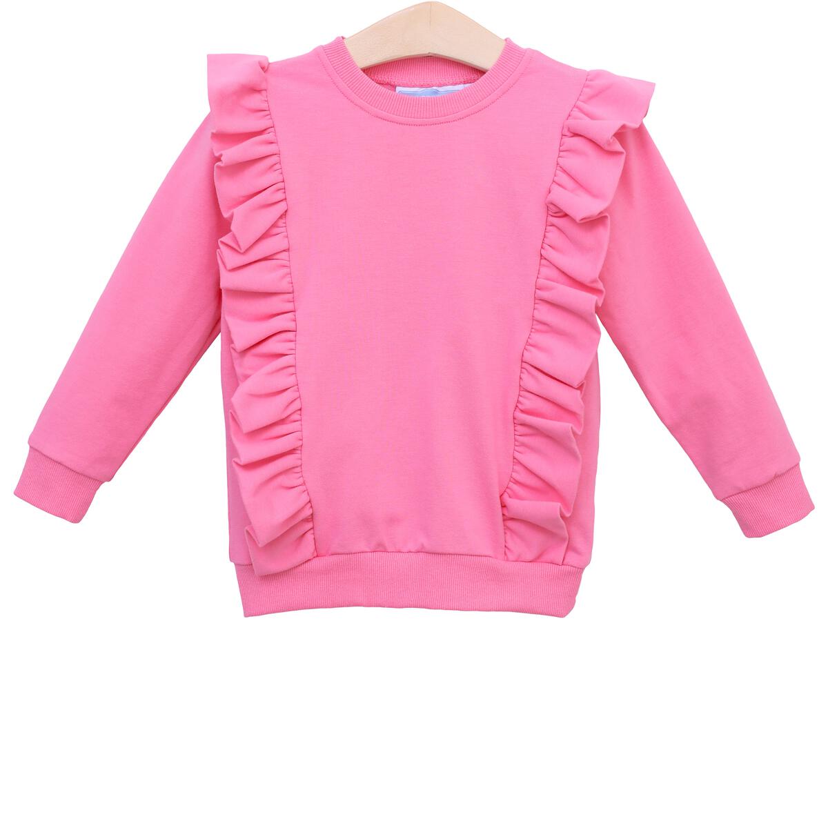 Trotter Street Laura Ruffle Pullover- Pink