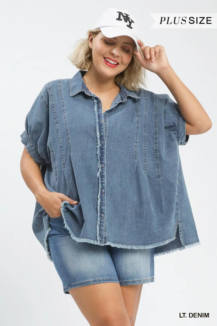 Washed Denim Oversized Top