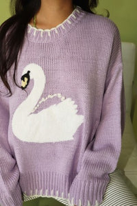 Swan Intarsia Knit Sweater