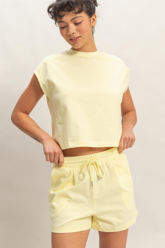 Cap Sleeve Boxy Top And Shorts Set