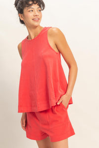 Sleeveless Round Neck Top & Shorts Set