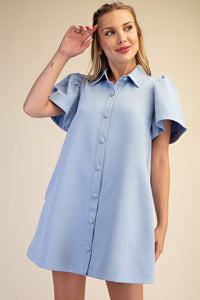 Collar Neck Button Down Mini Dress