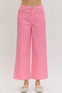 Polka dot wide leg pants
