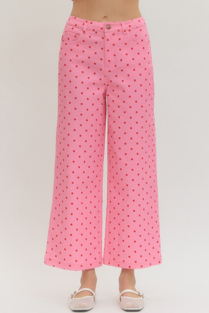 Polka dot wide leg pants
