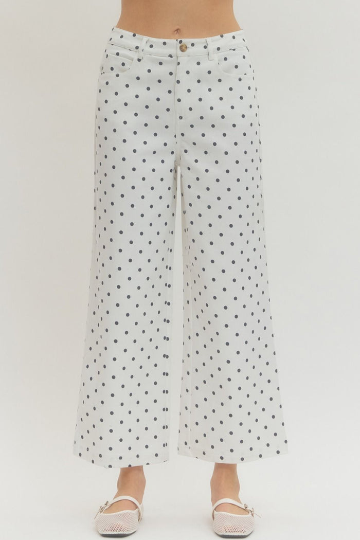 Polka dot wide leg pants