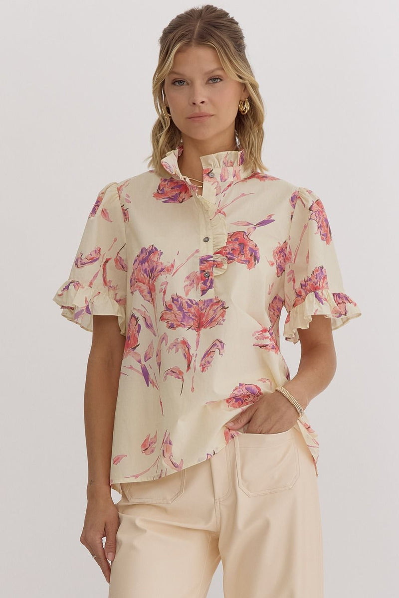 Floral print short sleeve top