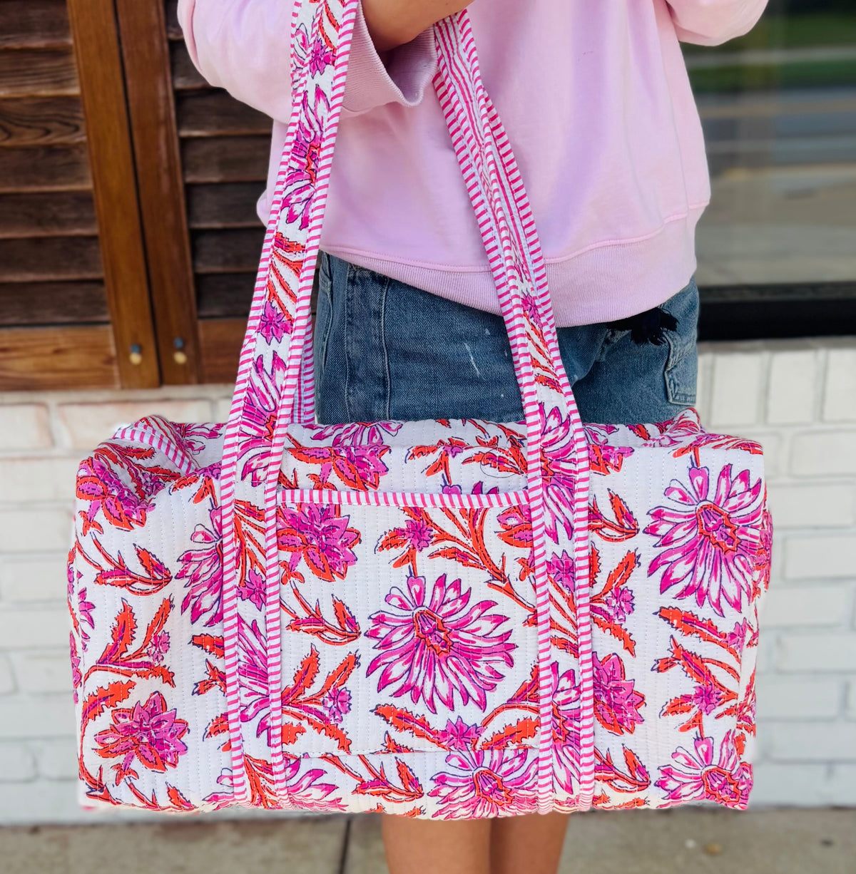 Quilted Block-Print Duffel