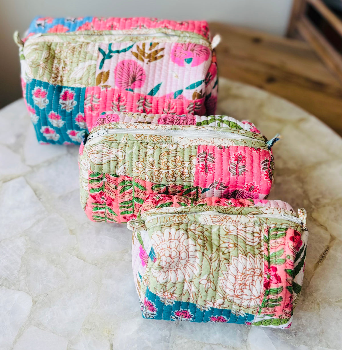 3 in 1 Cosmetic Quilted Bags