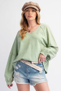 MINERAL WASHED TERRY KNIT TOP