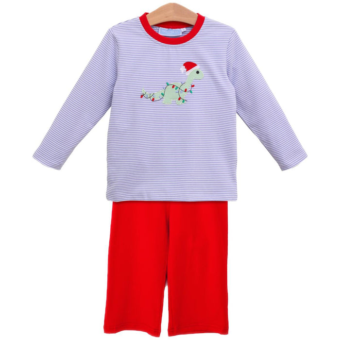 Trotter Street Christmas Dino Pants Set