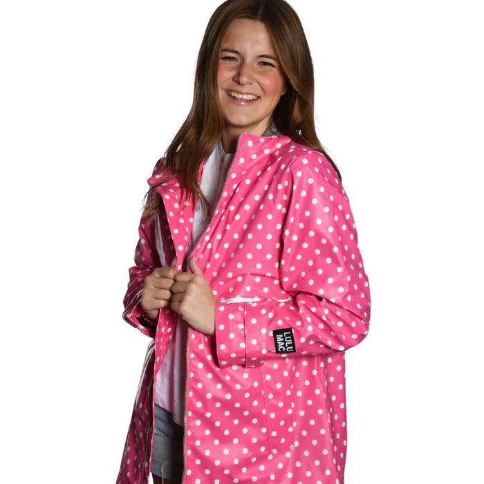 LULU MAC RAINCOAT POLKA DOT HOT PINK/WHITE