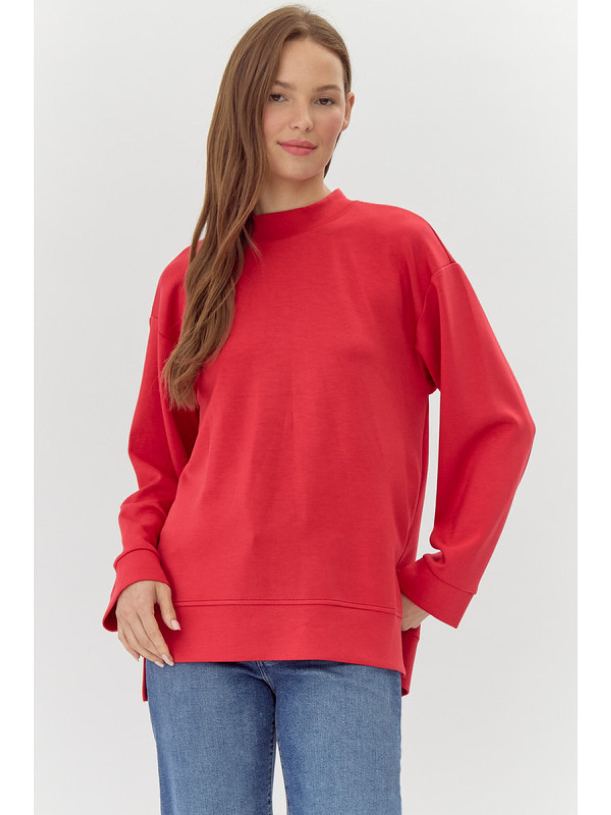 Solid top with mock neck