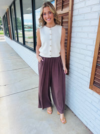 Plus Linen High-Waisted Wide Leg Palazzo Pants