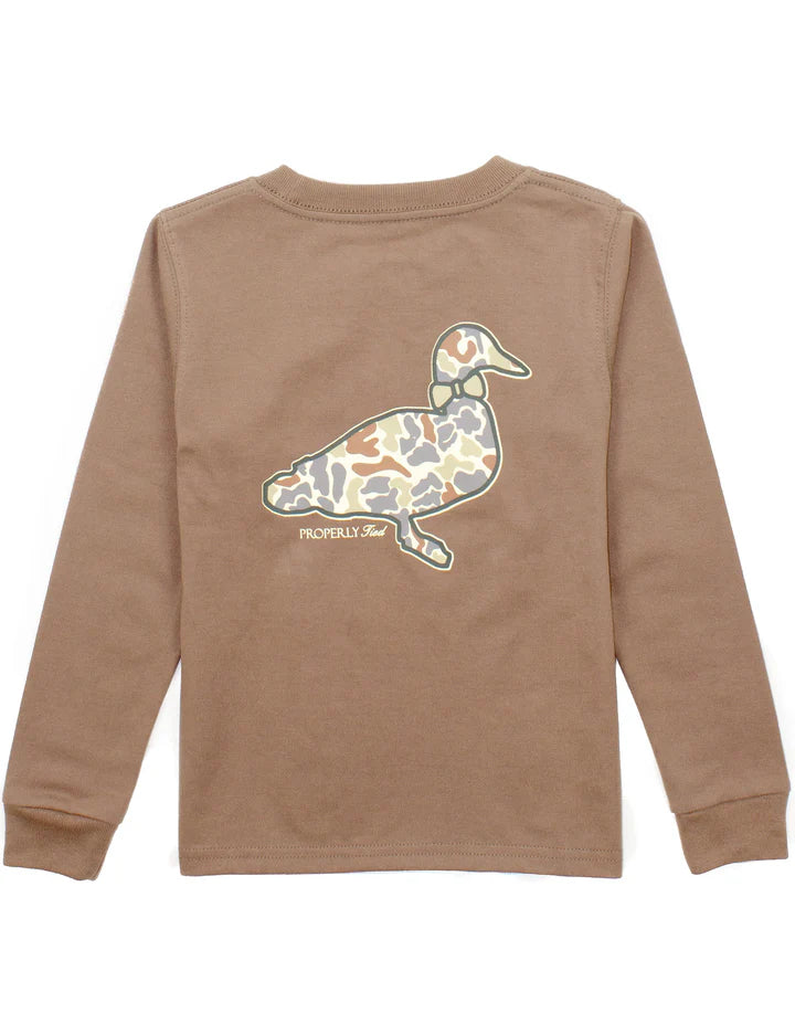 Properly Tied Boys Field Camo Logo LS Walnut