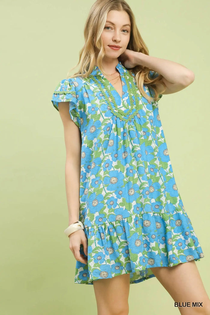 Abstract Print Tiered Mini Dress