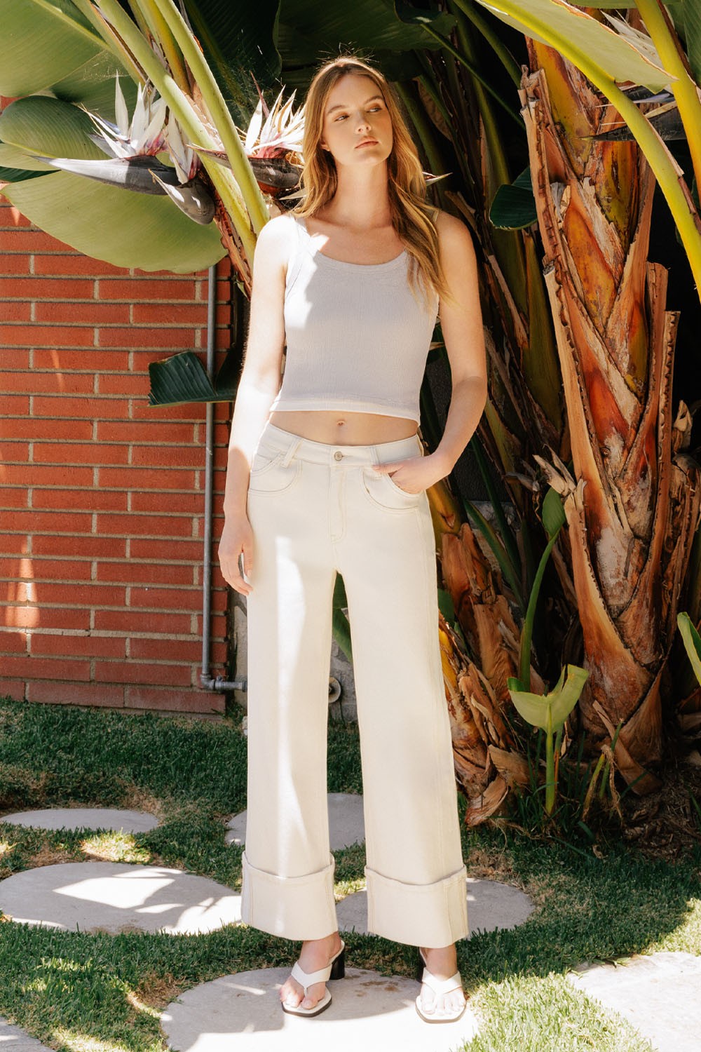 Vervet Super High Rise Cuffed Wide Leg Jeans