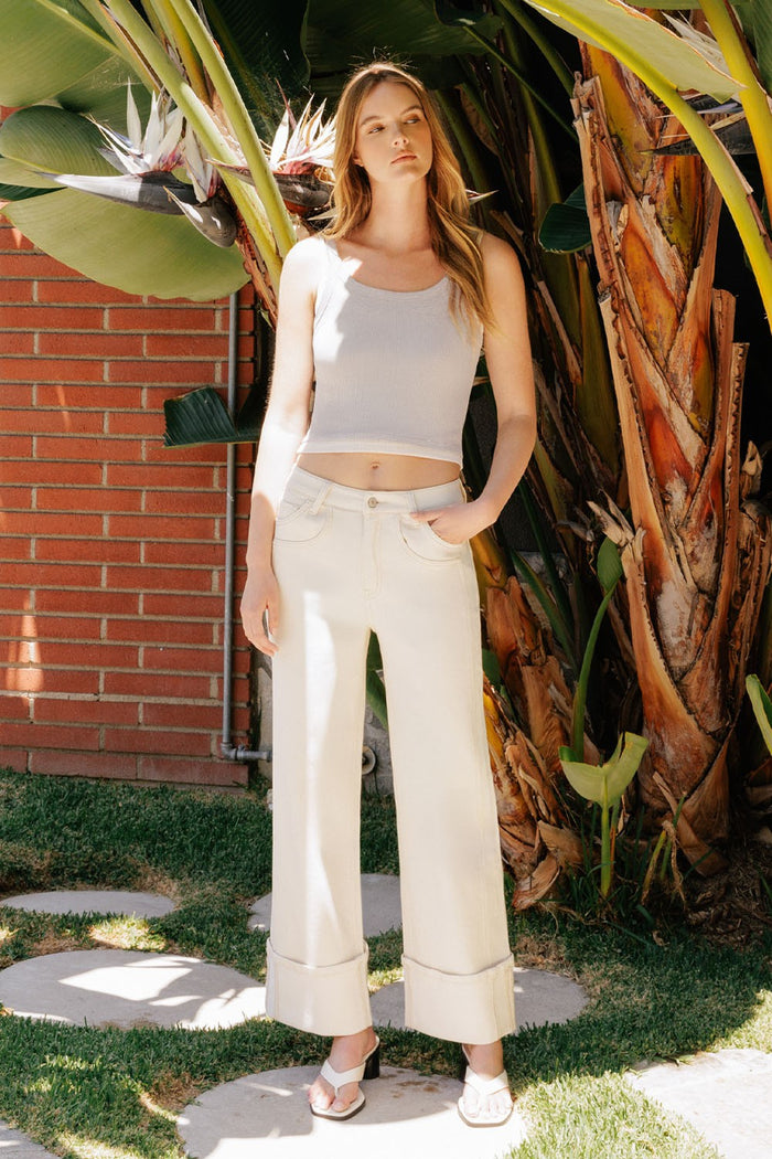 Vervet Super High Rise Cuffed Wide Leg Jeans