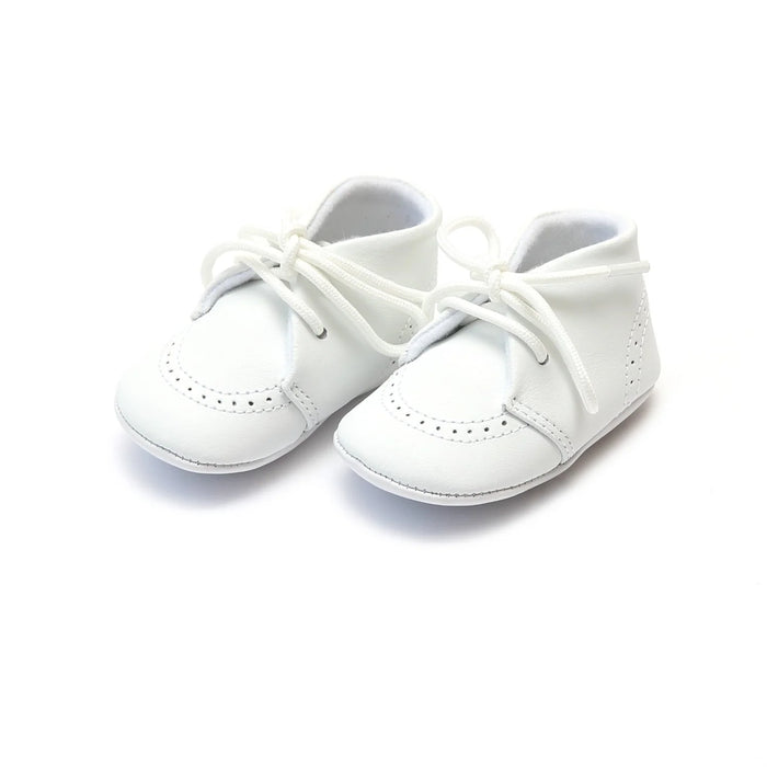 L’amour Benny Leather Brogue Oxford Crib Shoe White 3890