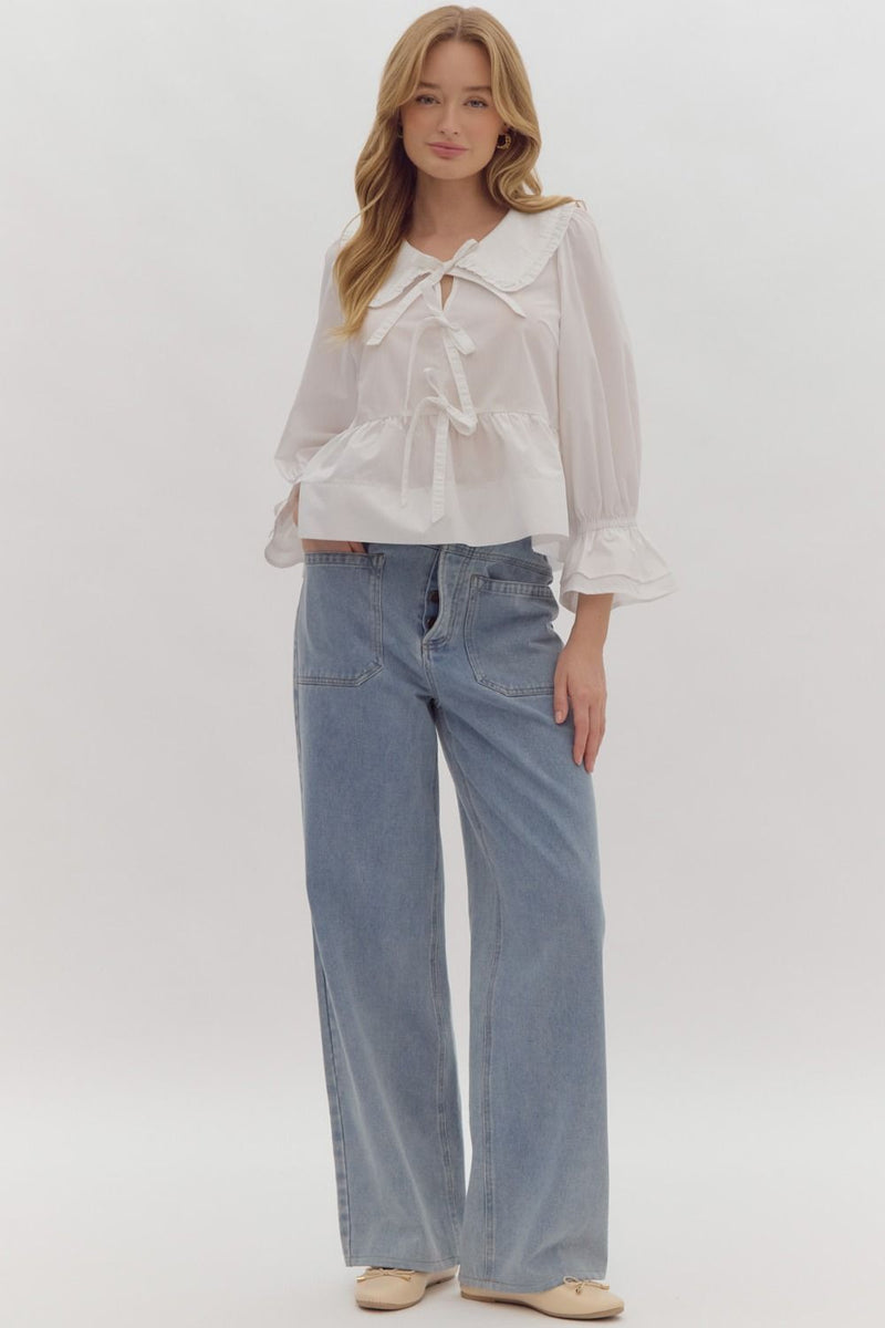 High waisted denim pants