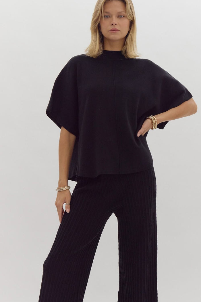 Solid mock neck half sleeve top