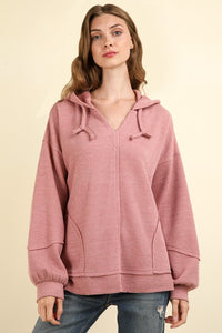 Oversized Knit Casual Hoodie Top W/ Pockets