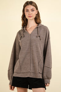 Oversized Knit Casual Hoodie Top W/ Pockets