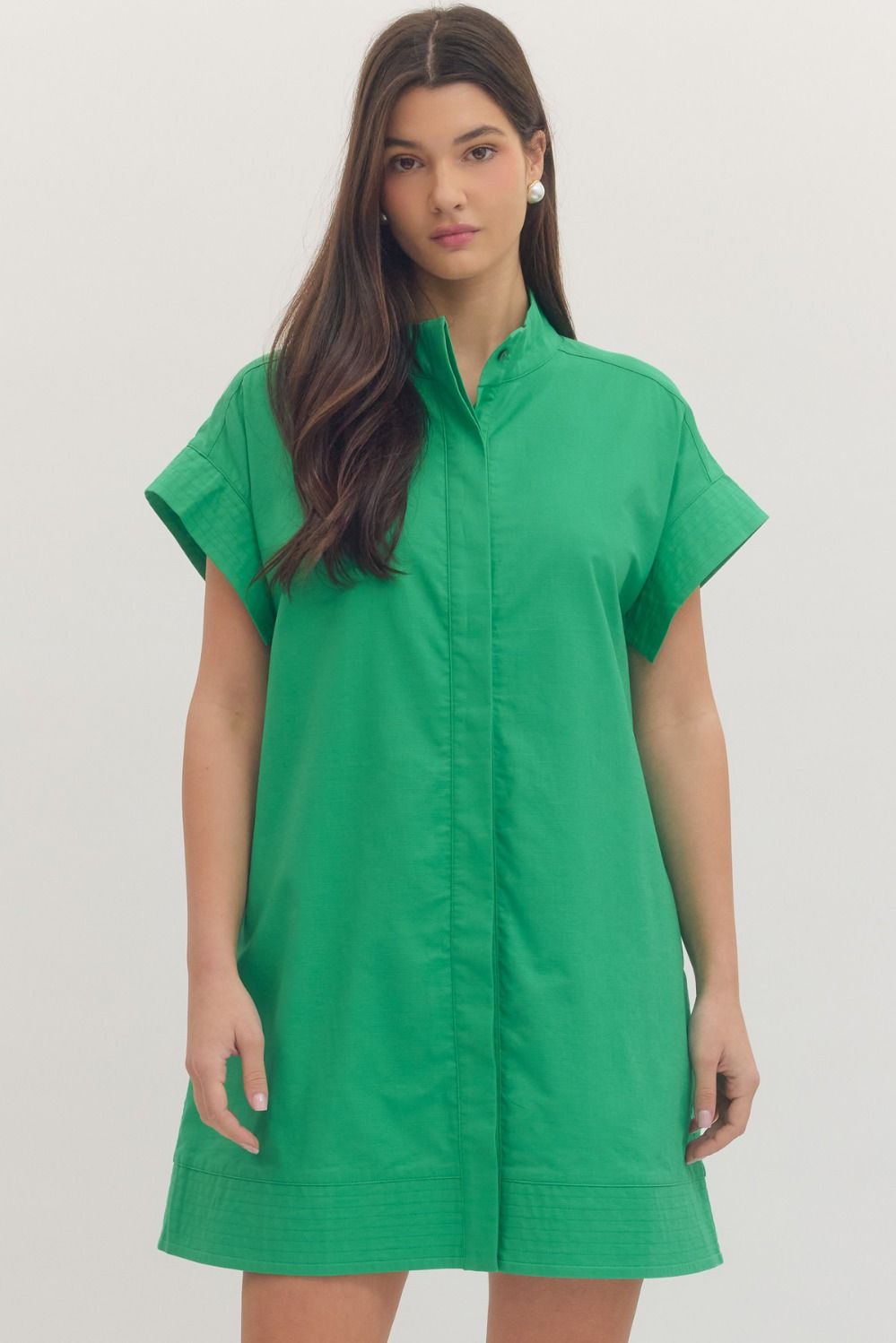 Solid short sleeve mini dress