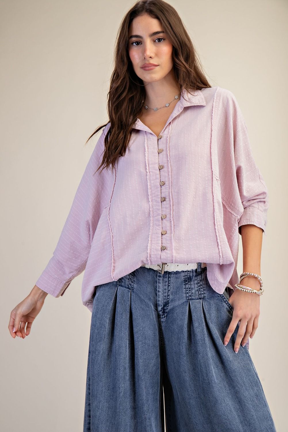 STRIPED LINEN BUTTON DOWN SHIRT