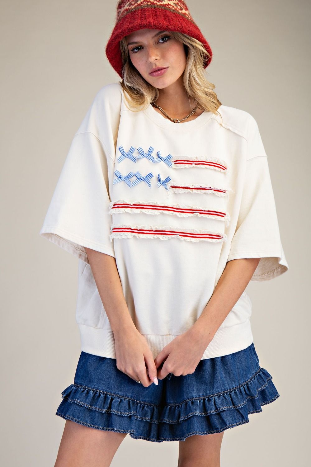 AMERICAN FLAG WASHED TERRY PULLOVER